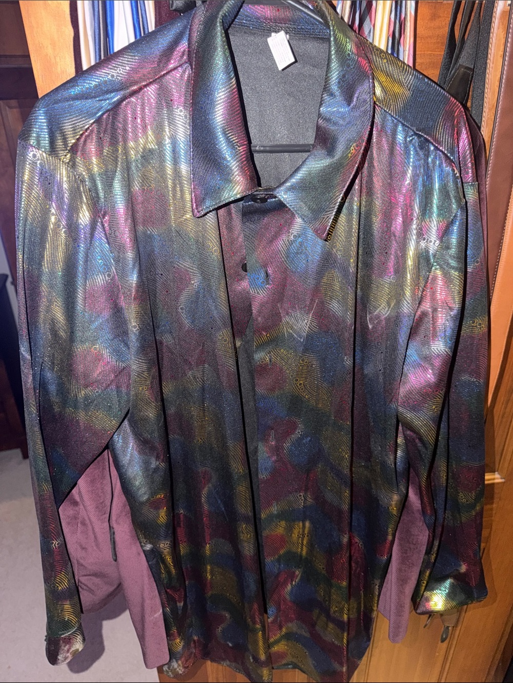 Halloween 70s Disco Men's Iridescent Multicolor Button-Up Jacket